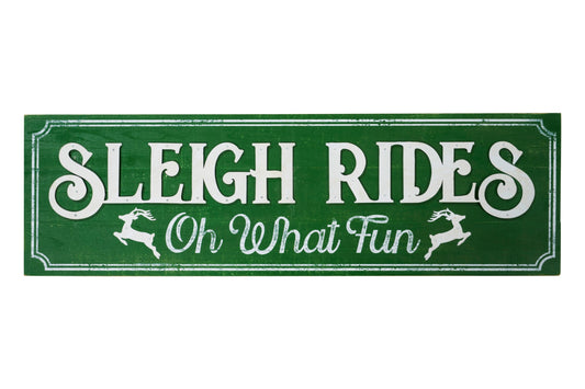 Merry - cartello verde sleigh rides oh what fun