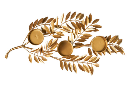 Allegra - centrotavola p.ta 3 candele palme dorate