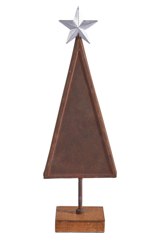 Merry - Alberello Stilizzato Da Appoggio Rustico Con Stella Arg