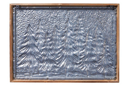 Merry - Quadretto Metallo Cornice Legno Bosco Innevato