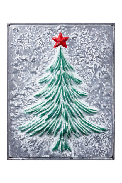 Merry - Quadretto Metallo Aòbero Verder Stella Rossa In Rilievo