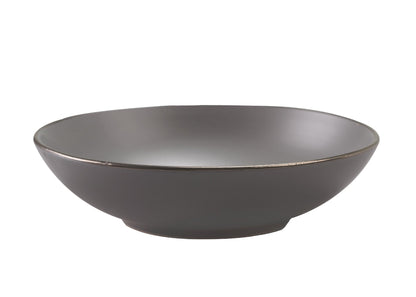 Piatto grigio con bordo marrone