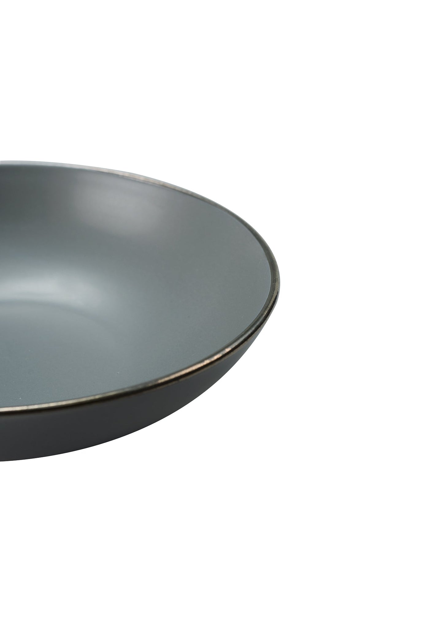 Piatto grigio con bordo marrone