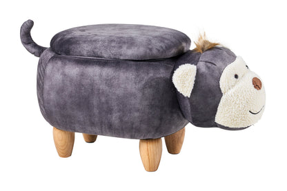 Pouf imbottito pelle sintetica - scimmia grigia c/contenitore