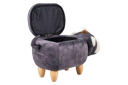 Pouf imbottito pelle sintetica - scimmia grigia c/contenitore