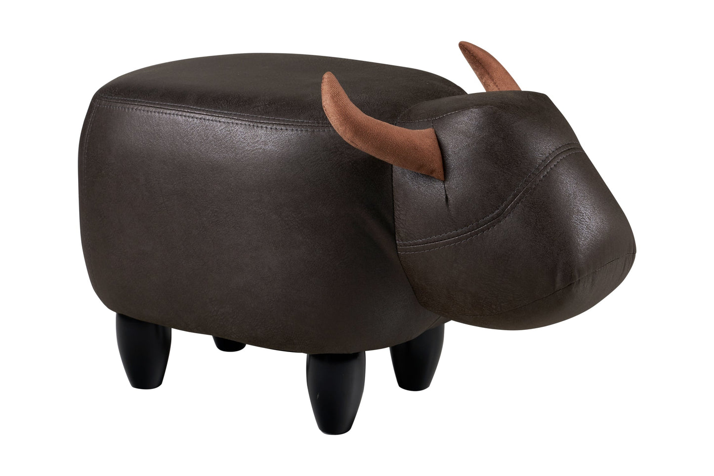 Puof toro imbottito in finta pelle - toro marrone