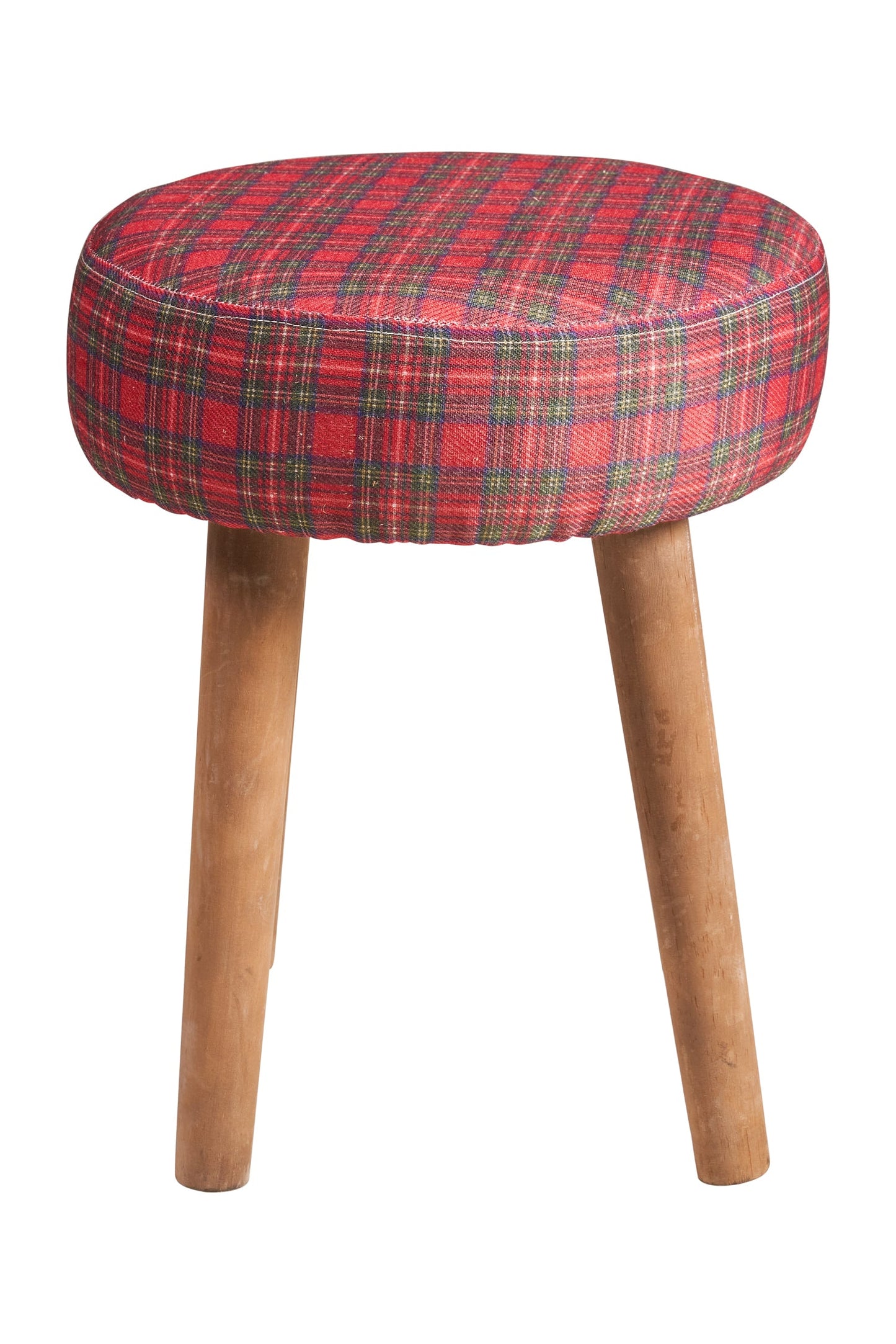 Mackenzie - sgabello basso tondo tartan rosso sbiancato