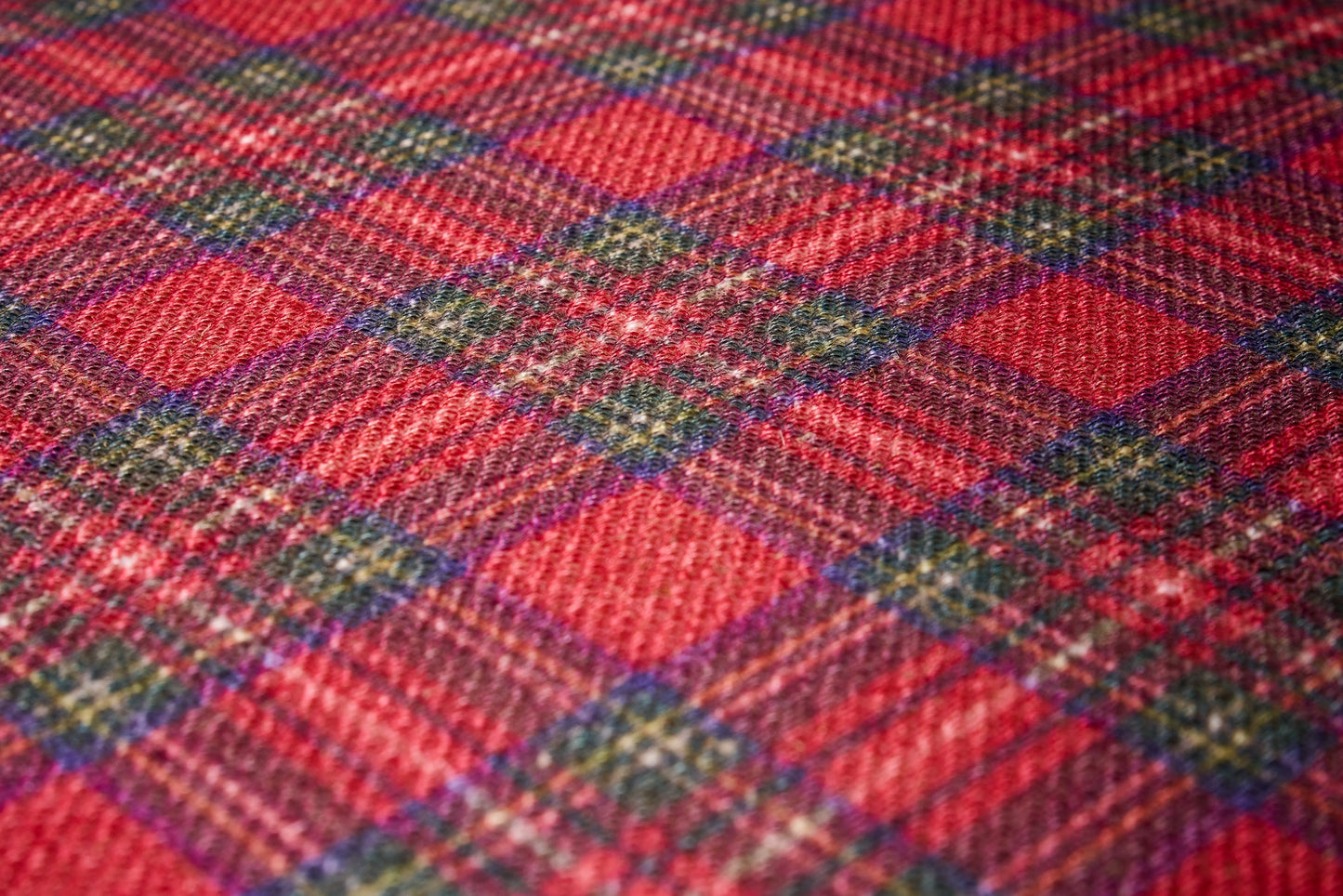 Mackenzie - sgabello basso tondo tartan rosso sbiancato