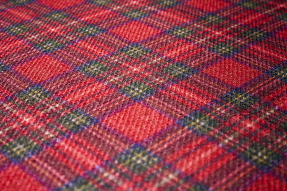 Mackenzie - sgabello basso tondo tartan rosso sbiancato
