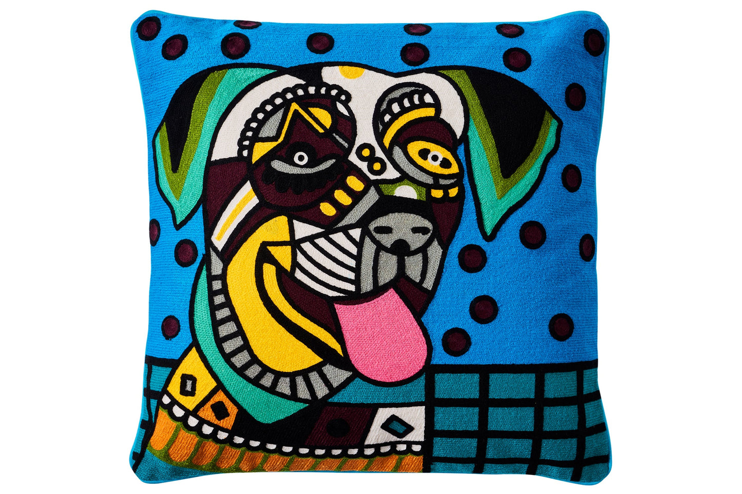 Ricamo - cuscino pop art happy dog