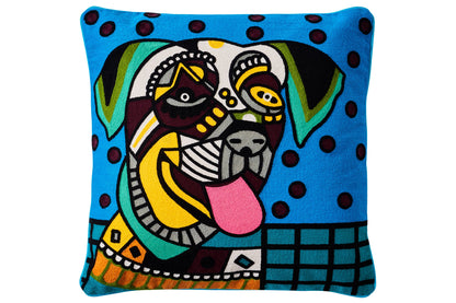 Ricamo - cuscino pop art happy dog