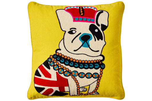 Ricamo - cuscino giallo pop art royal dog