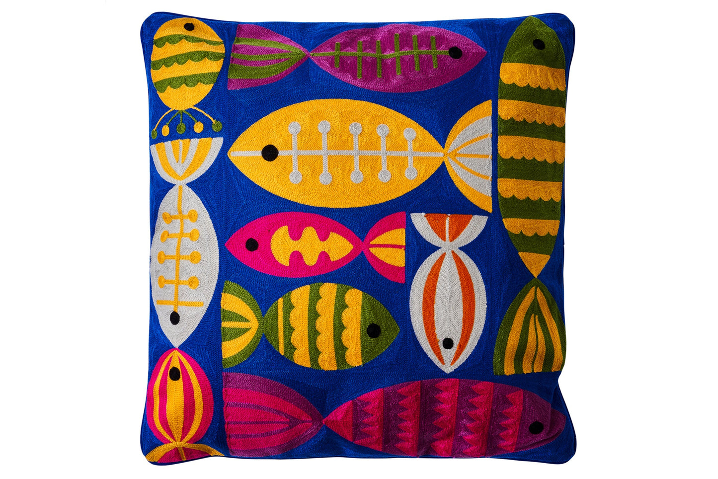 Ricamo - cuscino bluette happy fish