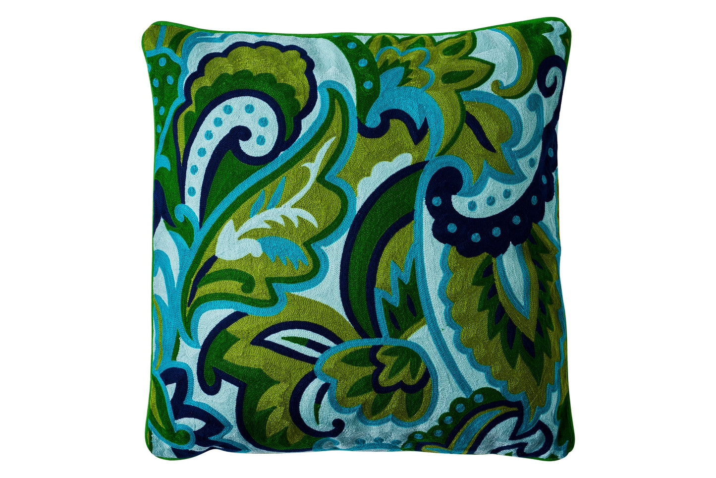 Ricamo - cuscino foliage verde scuro
