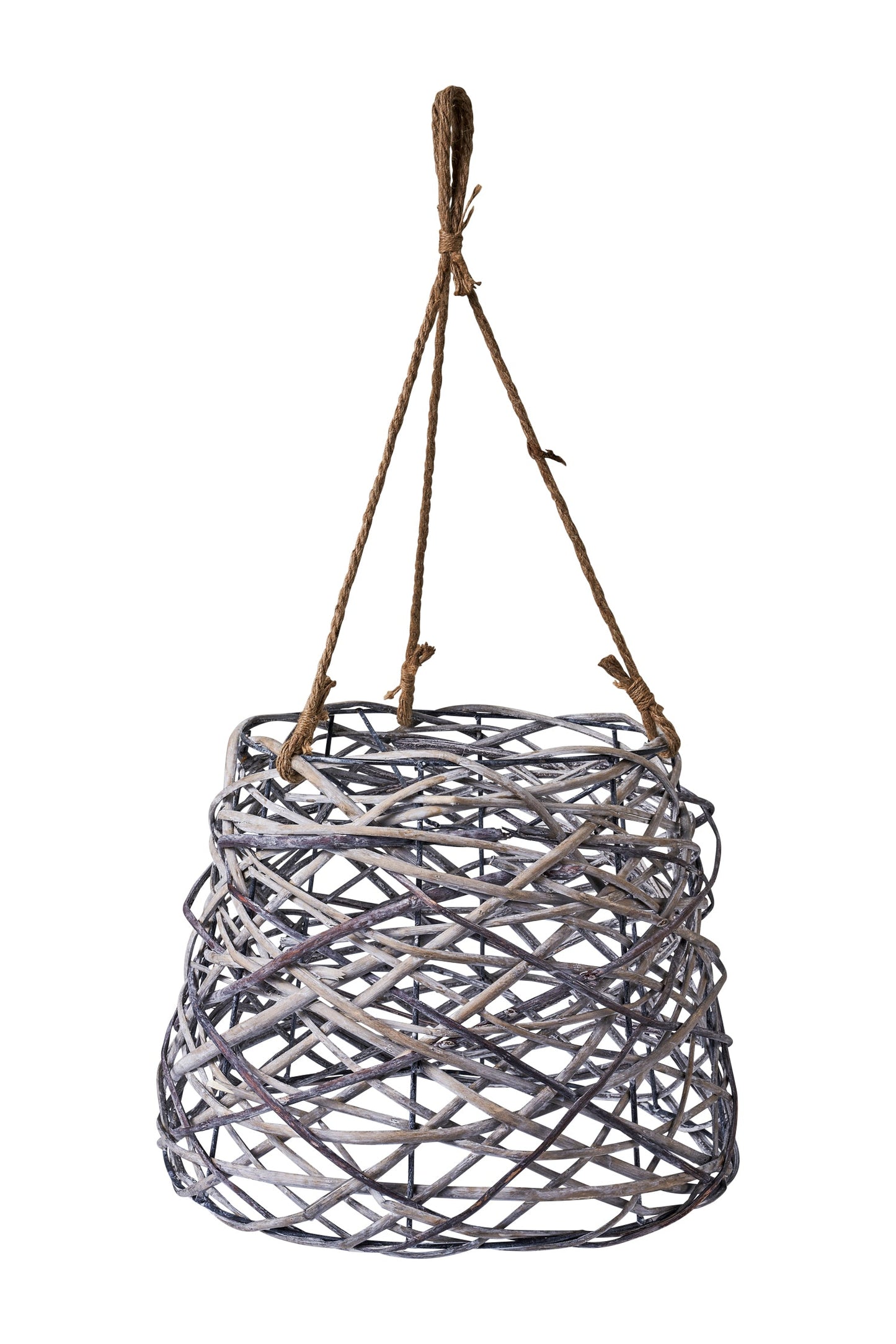 Lampadario cesta rattan bicolore