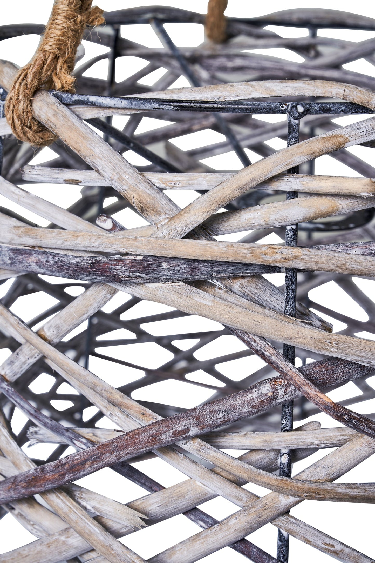 Lampadario cesta rattan bicolore