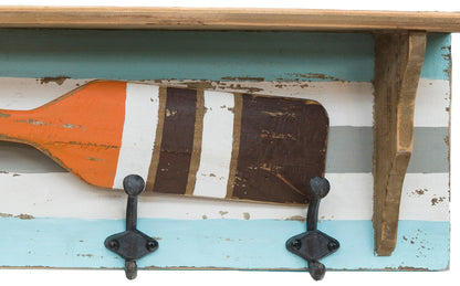 Remo - Attaccapanni Con Cappelliera In Legno Multicolor-4 Ganci