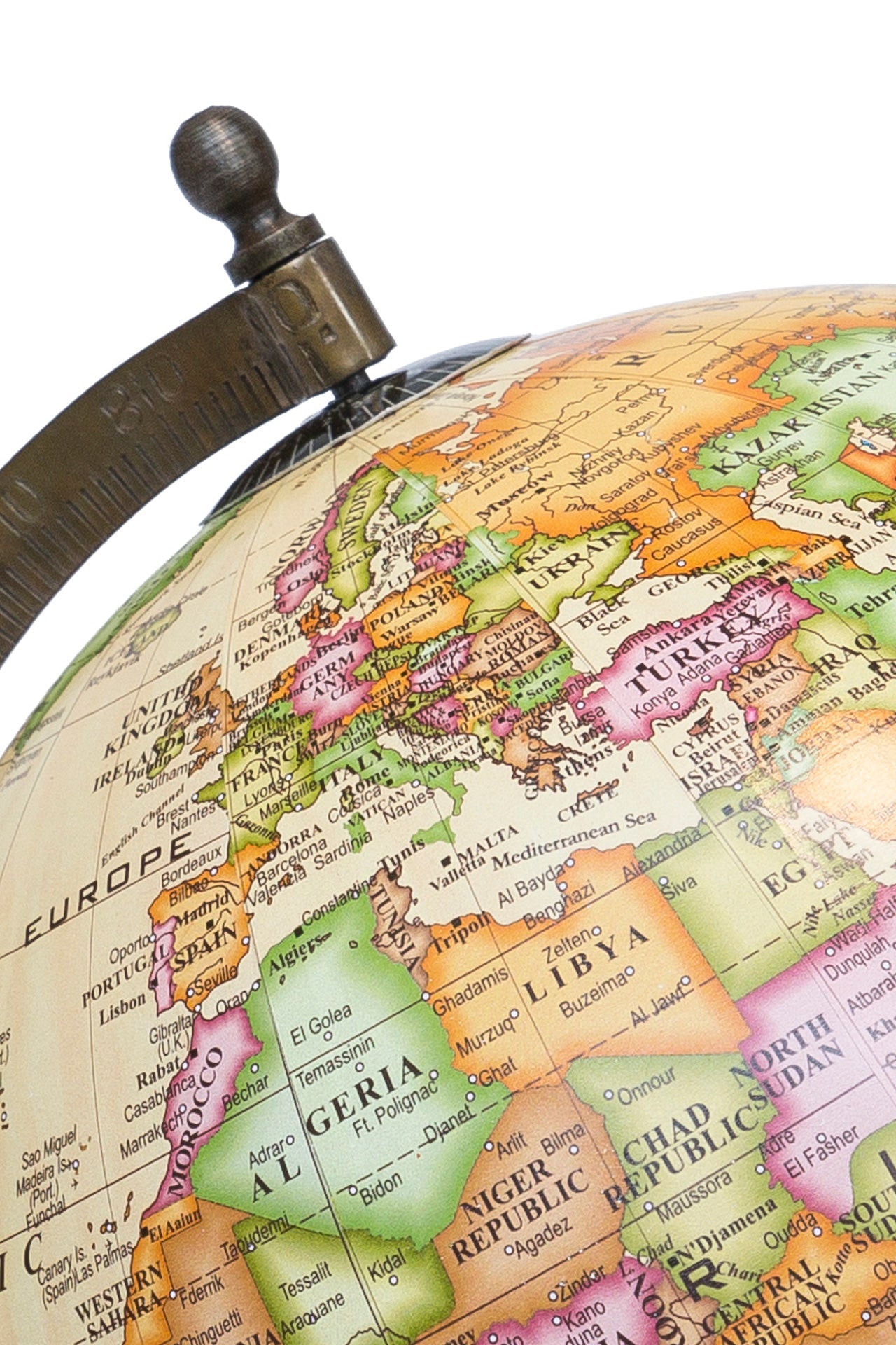 Mappamondo - Globo Beige Con Base Legno