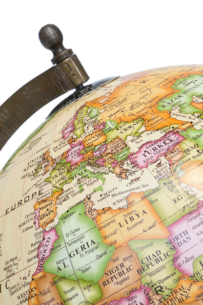 Mappamondo - Globo Beige Con Base Legno