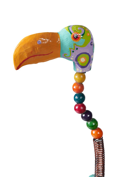 Fenicottero alto collo molleggiato colore in legno turchese