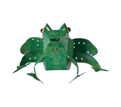 Rana Porta Candela in Metallo Verde