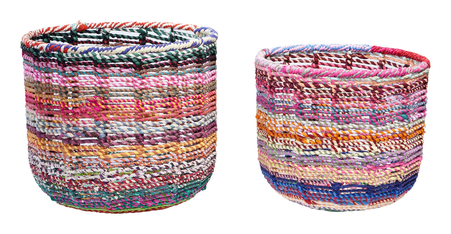 Cesta rotonda in cotone di recupero - set 1/2