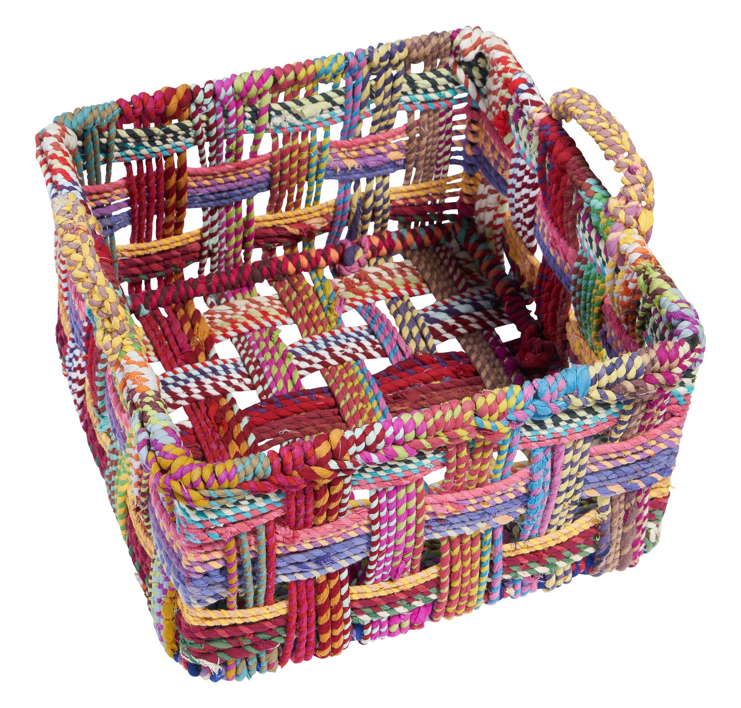 Ceste quadrate con manico in cotone di recupero - set 1/2