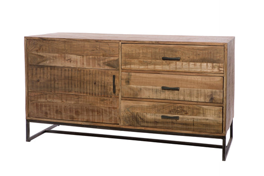 Credenza 3 cassetti e 1 sportello in legno e metallo