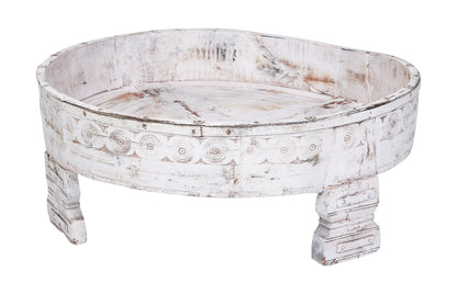 Chapati - tavolino basso rotondo bianco decapato - originale