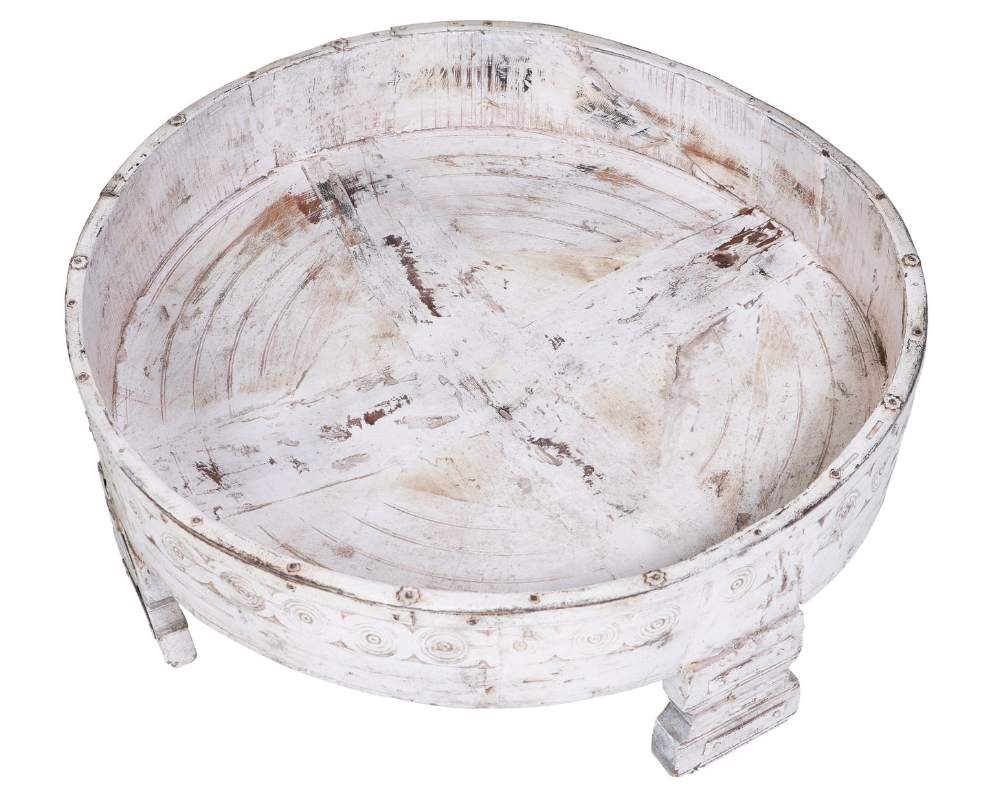 Chapati - tavolino basso rotondo bianco decapato - originale