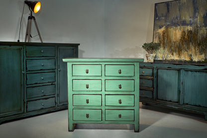 Shangai - cassettiera 8 cassetti verde menta