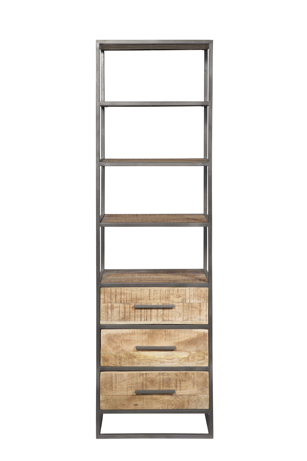 Libreria 3 cassetti in legno e metallo