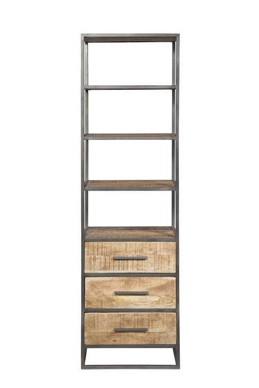 Libreria 3 cassetti in legno e metallo