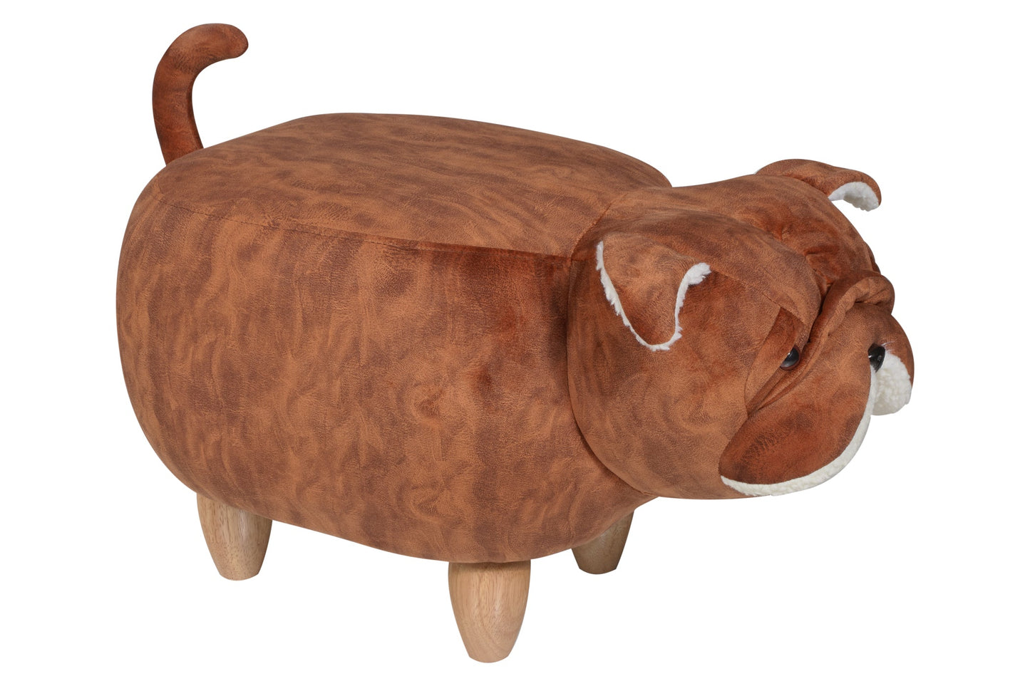 Pouf imbottito in alcantara e legno - buldog