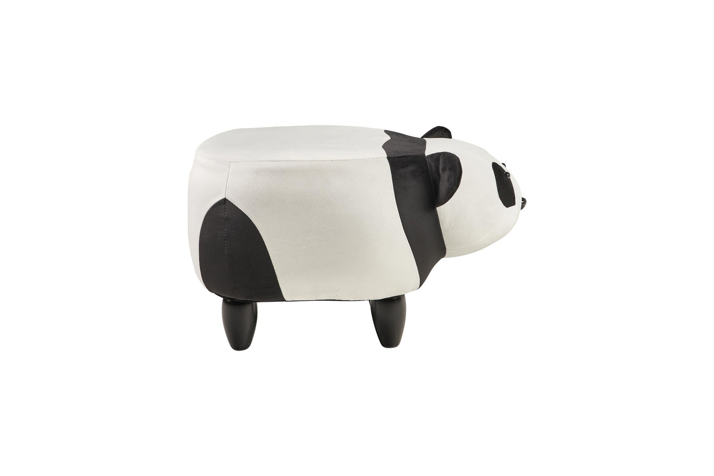 Pouf imbottito pelliccia sintetica, legno - panda