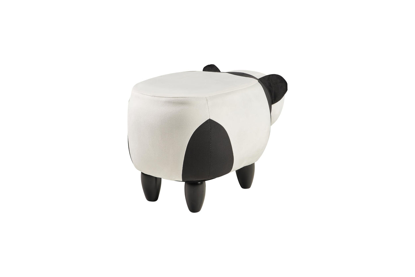 Pouf imbottito pelliccia sintetica, legno - panda