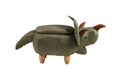 Pouf imbottito in fintapelle e legno - dinosauro