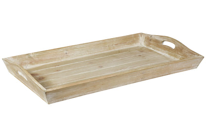 Vassoio rettangolare invito mano in legno naturale