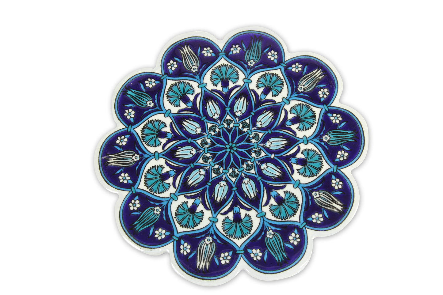 Sottopentola smerlato decoro a mano in ceramica