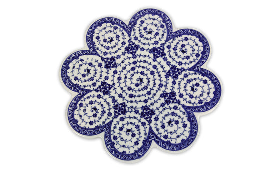 Sottopentola smerlato decoro a mano in ceramica