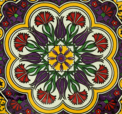 Sottopentola smerlato decoro a mano in ceramica