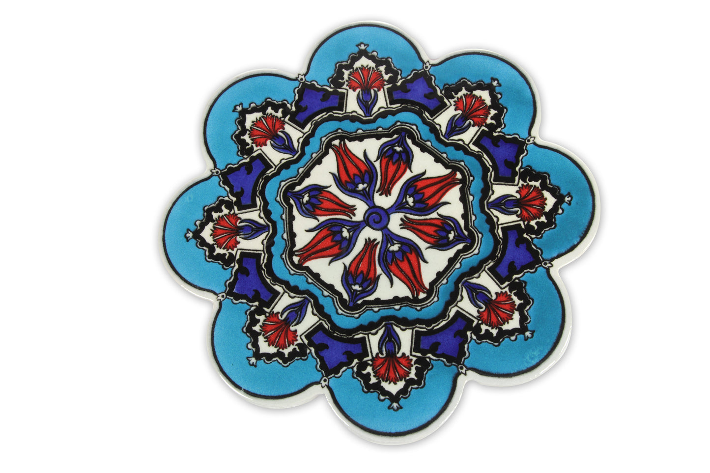 Sottopentola smerlato decoro a mano in ceramica