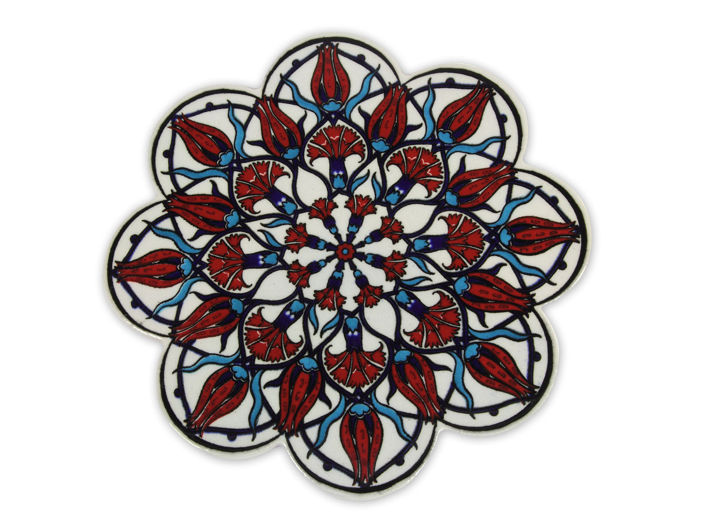 Sottopentola smerlato decoro a mano in ceramica