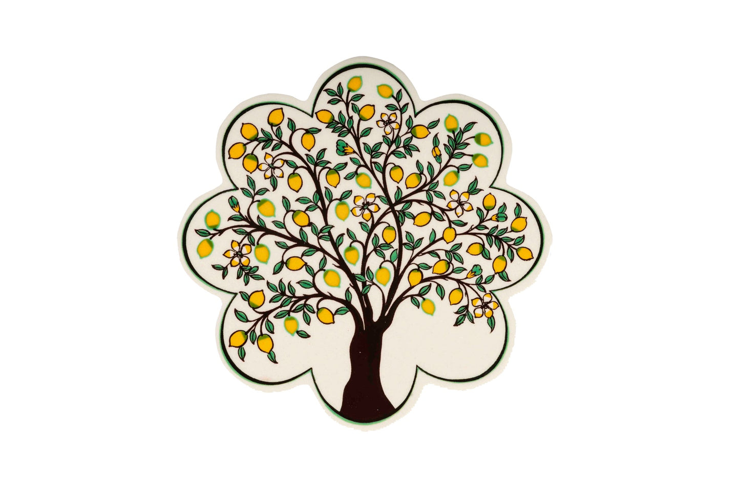 Sottopentola smerlato decoro a mano in ceramica