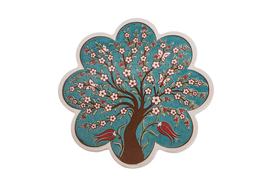 Sottopentola smerlato decoro a mano in ceramica