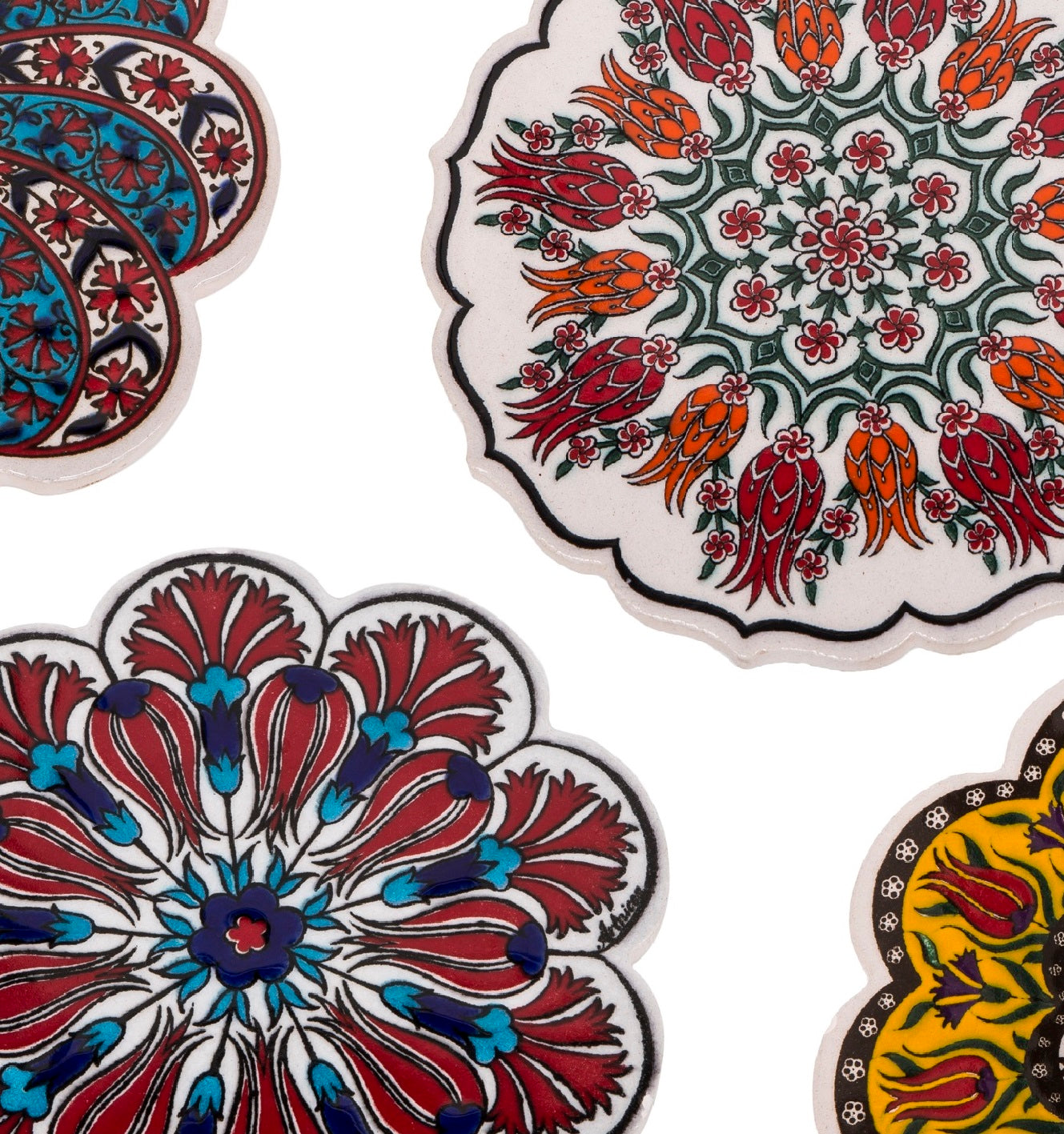 Sotto moca smerlato decoro a mano in ceramica - set 1/4