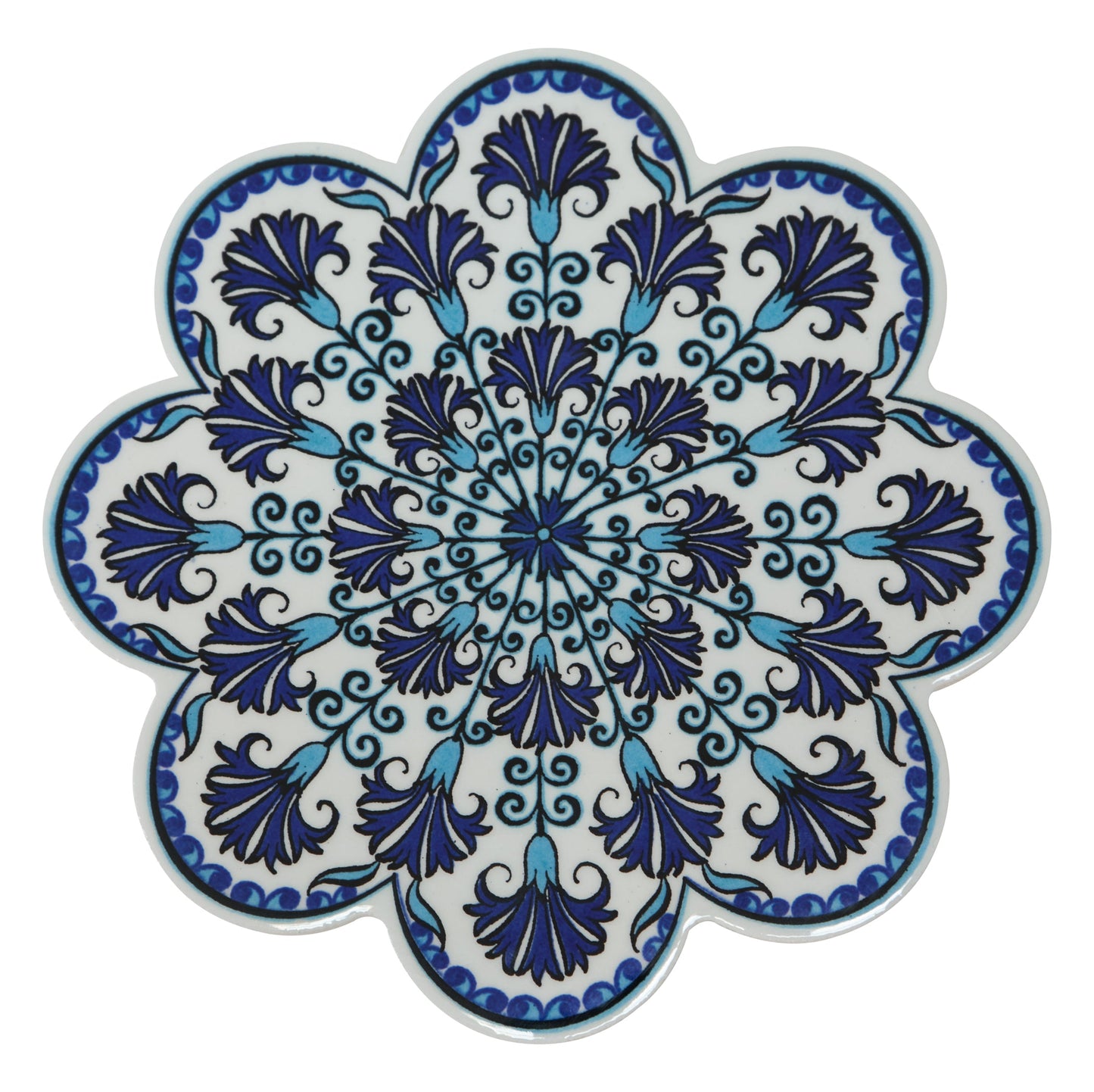 Sottopentola smerlato decoro a mano in ceramica