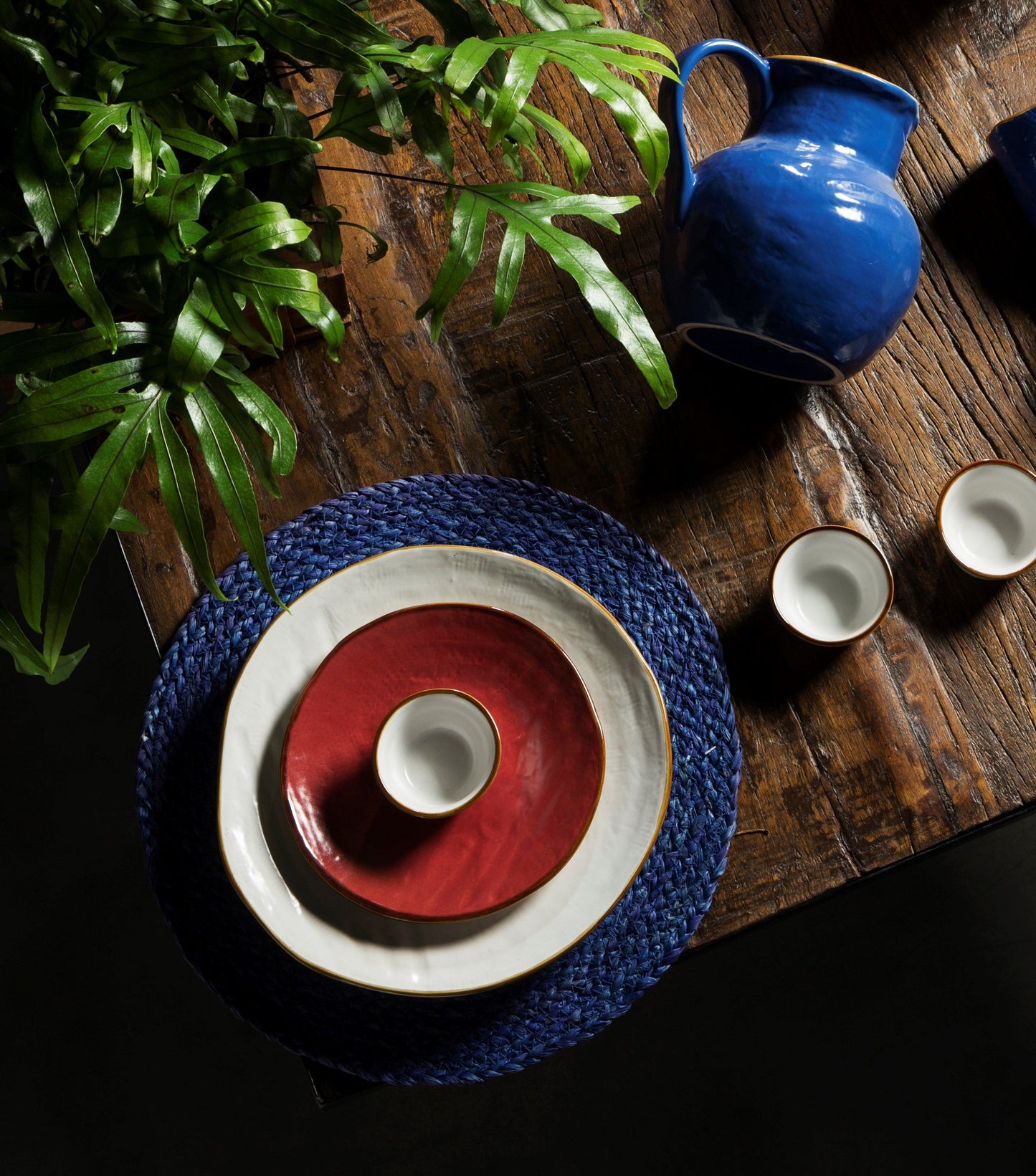 Sottopiatto Rotondo In Fibra In Mais Set 1/4 Blu