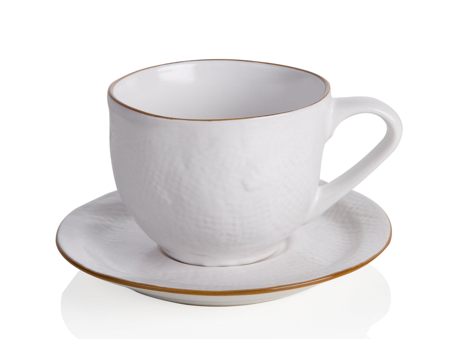 Mediterraneo - Tazza Macchiato con Piattino in Gres Bianco
