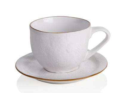 Mediterraneo - Tazza Macchiato con Piattino in Gres Bianco